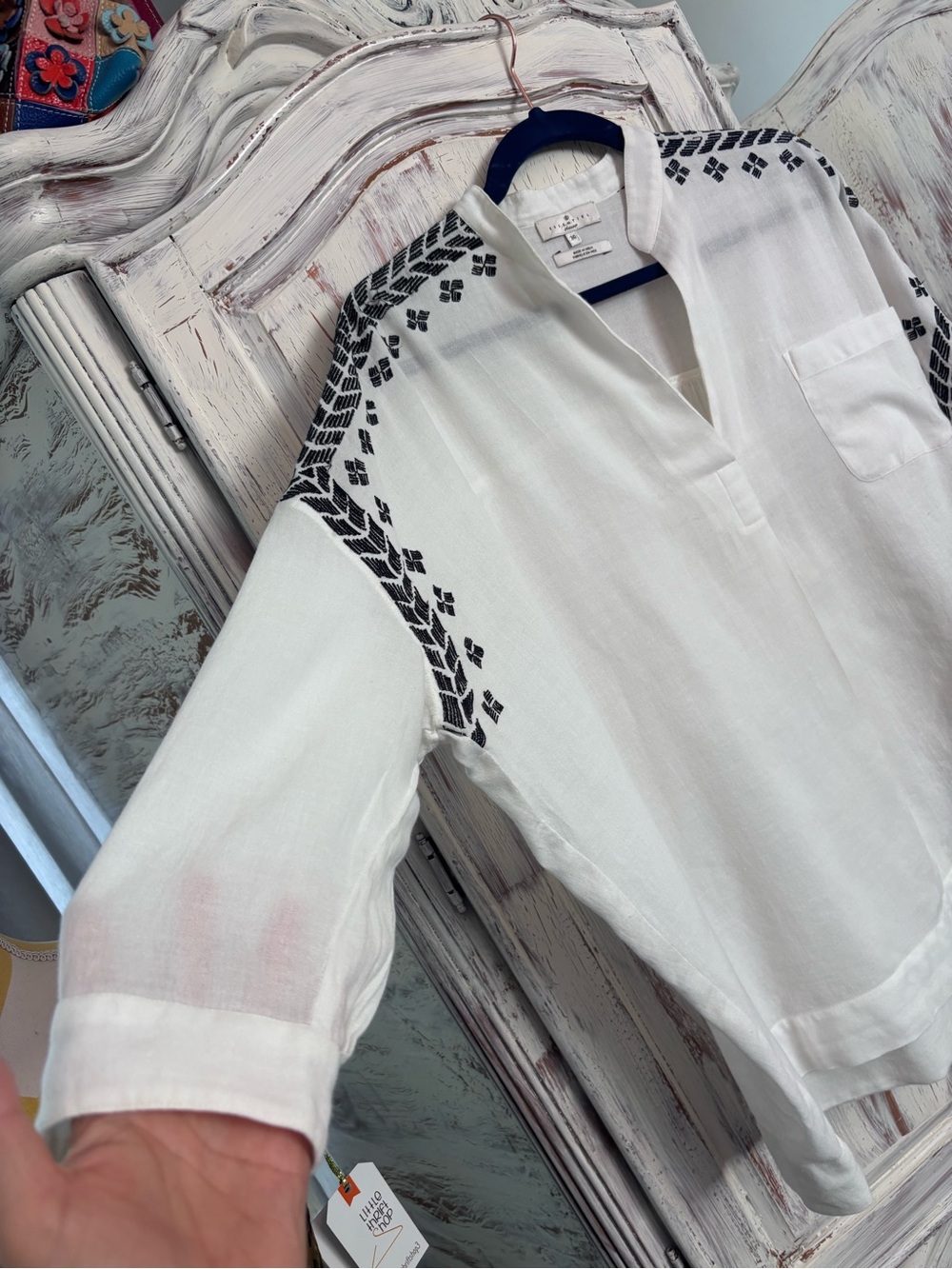 Essentiel Antwerp White Embroidered Cotton Shirt